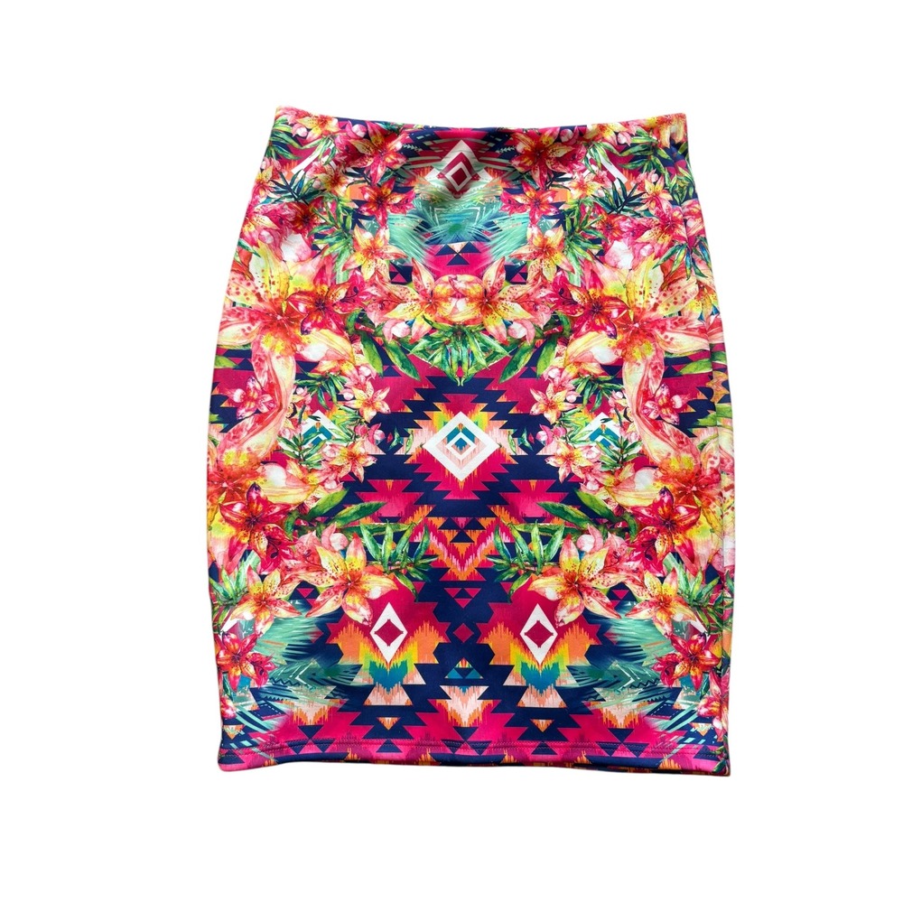Top 10 USA Y2K Bodycon Pencil Skirt Large Tropical‎ Floral Aztec Geometric Print